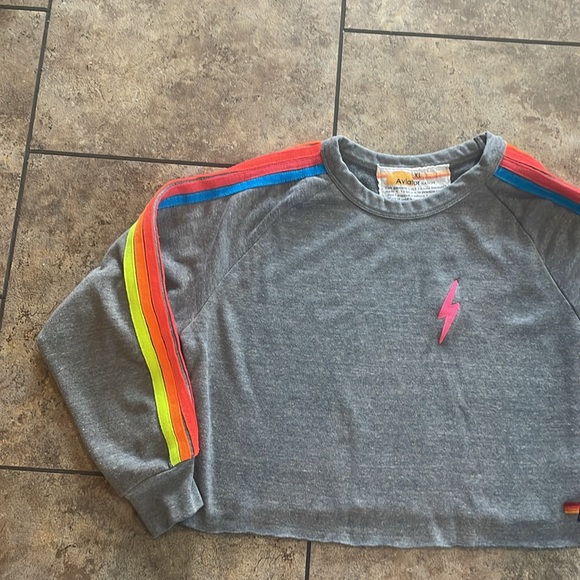 Aviator Nation Cropped Stripped Crewneck XL Made in USA🇺🇸 - Picture 3 of 13